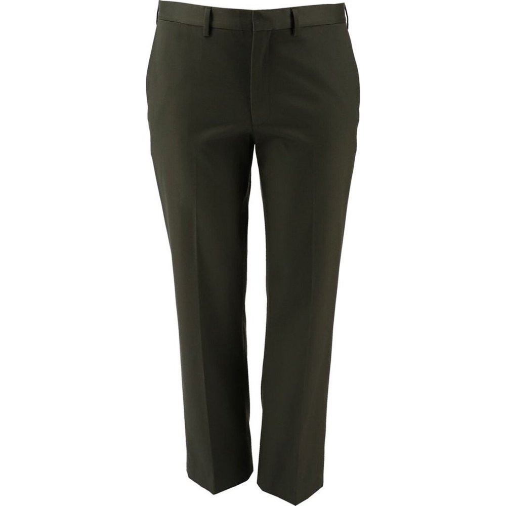 NWT LANDS' END TRADITIONAL FIT NO IRON TWILL DRESS PANTS DARK OLIVE GREEN 31